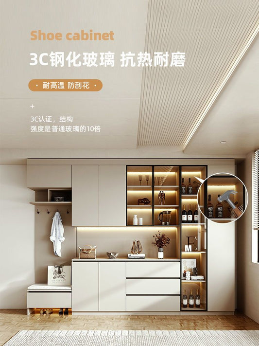 巧幫手輕奢入戶鞋櫃餐邊櫃一體靠牆簡約現代進門酒櫃玄關櫃客廳