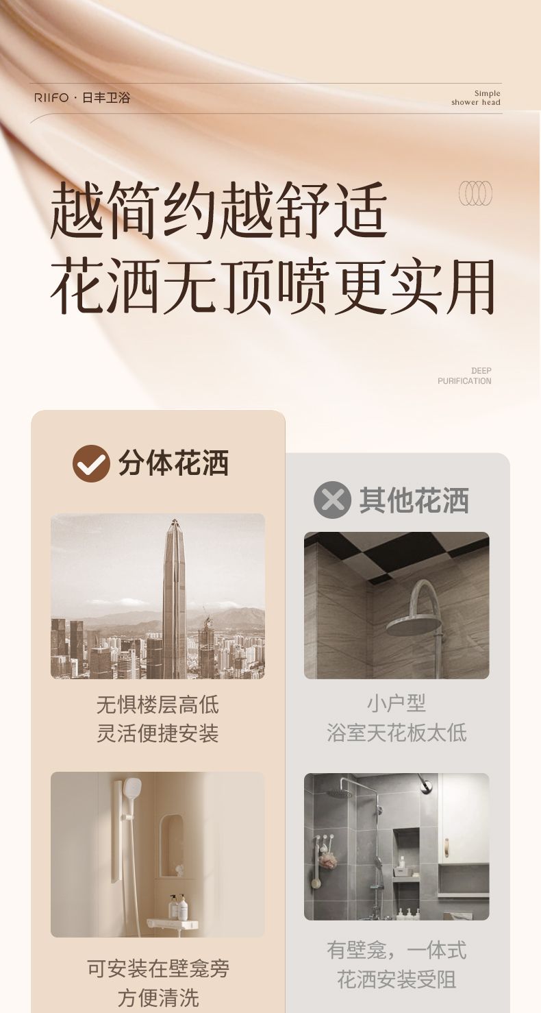 日豐花灑置物花灑奶白淋浴花灑一整套衛生間置物簡易洗澡套裝家用