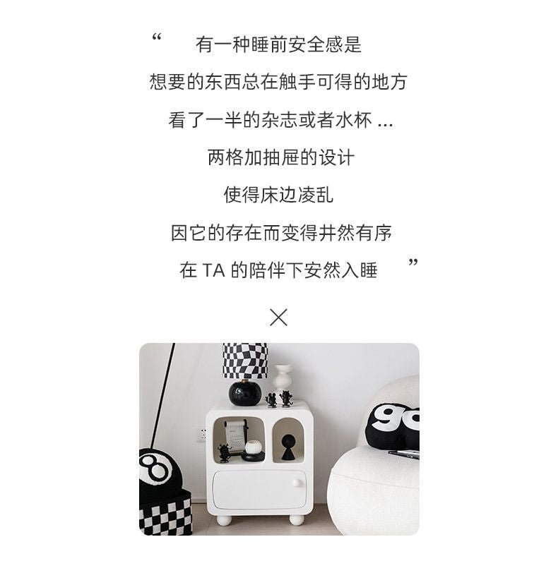 經典奶油風牀頭櫃多彩裝飾櫃收納網紅ins臥室客廳帶抽屜牀頭櫃