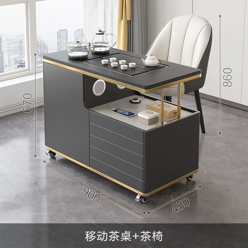 移动茶桌家用小户型乌金石茶台功夫茶几北欧多功能阳台小茶车
