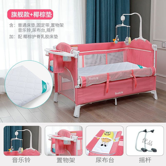 2022欧式折叠婴儿床拼接大床bb便携式新生儿宝宝床边床摇篮多功能