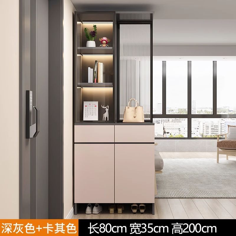 玄關櫃入戶門口鞋櫃靠牆客廳輕奢玻璃酒櫃屏風隔斷櫃家用儲物櫃子