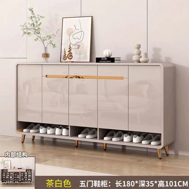北歐原木風新中式入戶鞋櫃玄關入戶生態板收納櫃可坐大容量換鞋凳
