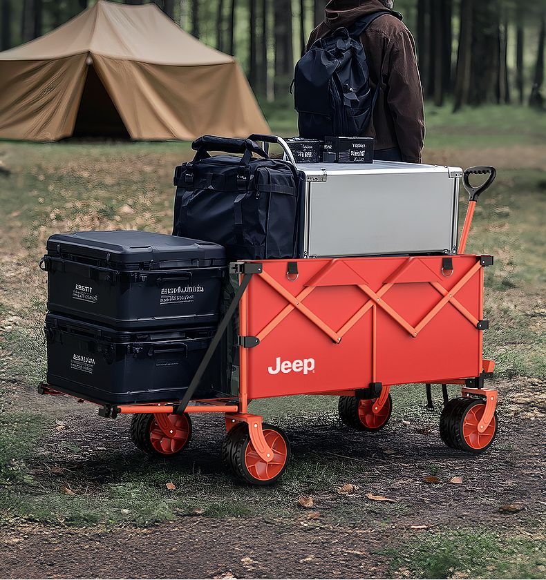 【匠心品質】JEEP新款露營推車超大鋁合金戶外摺疊野營野餐手拉車