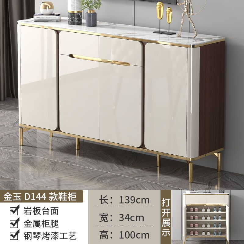 轻奢岩板鞋柜家用门口大容量收纳储物柜多功能入户门口客厅隔断柜