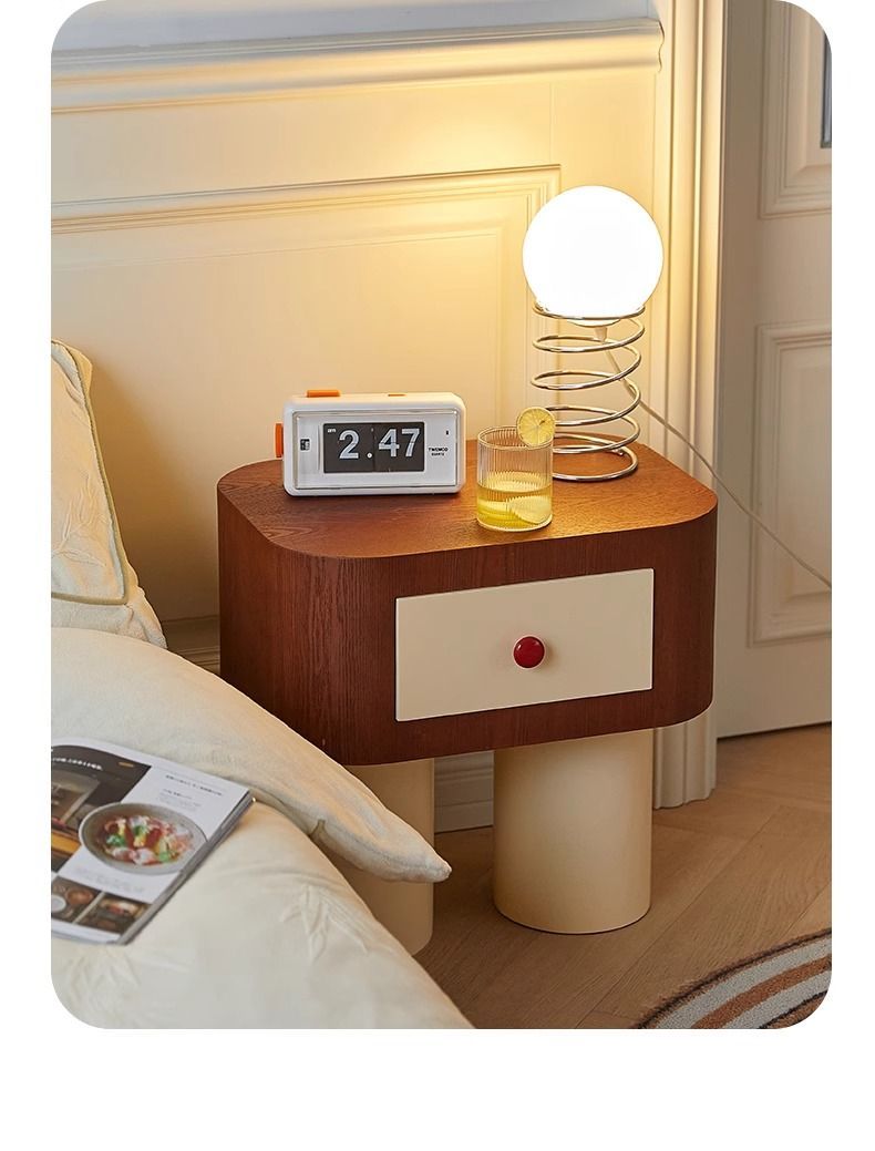 兒童牀頭櫃可愛牀邊櫃網紅現代ins風圓形儲物角櫃輕奢風卡通邊幾