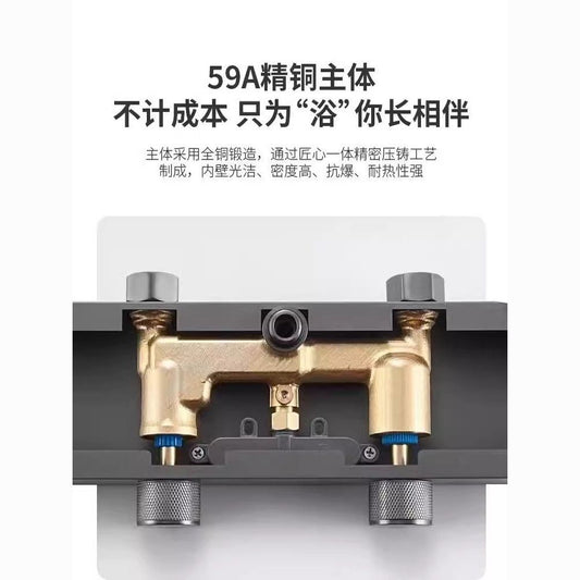 全銅冷熱通用淋浴花灑套裝全銅家用浴室增壓頂噴花灑噴頭旋轉按鈕