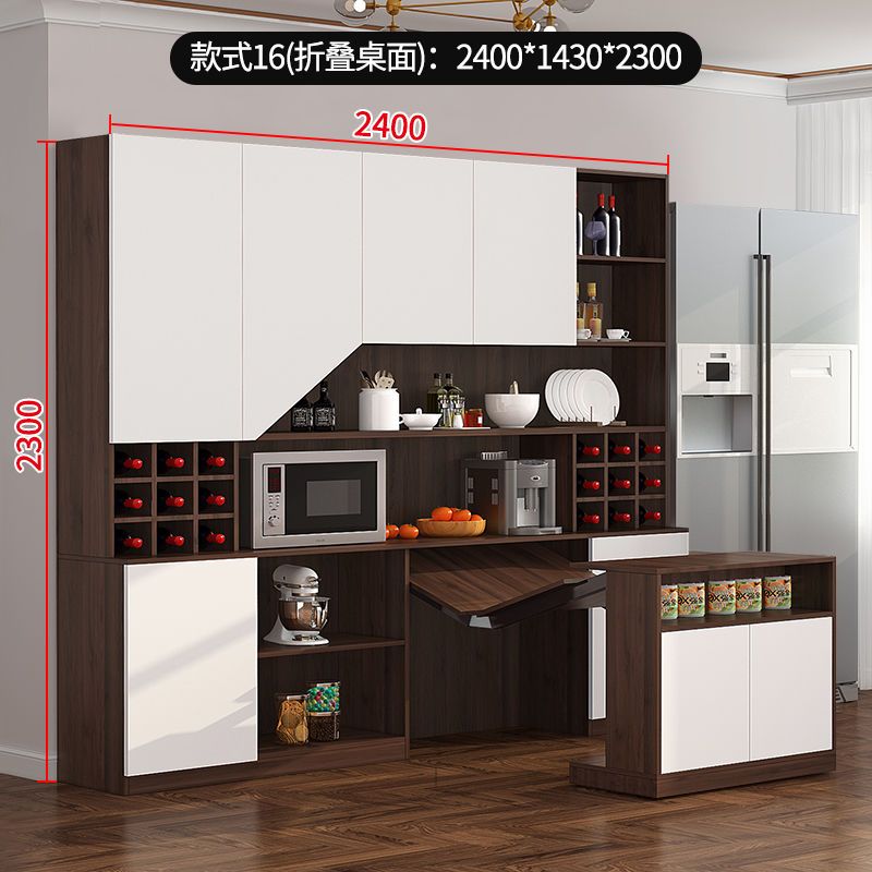 客厅北欧可伸缩折叠吧台餐边柜餐桌组合酒柜一体靠墙餐柜G-033