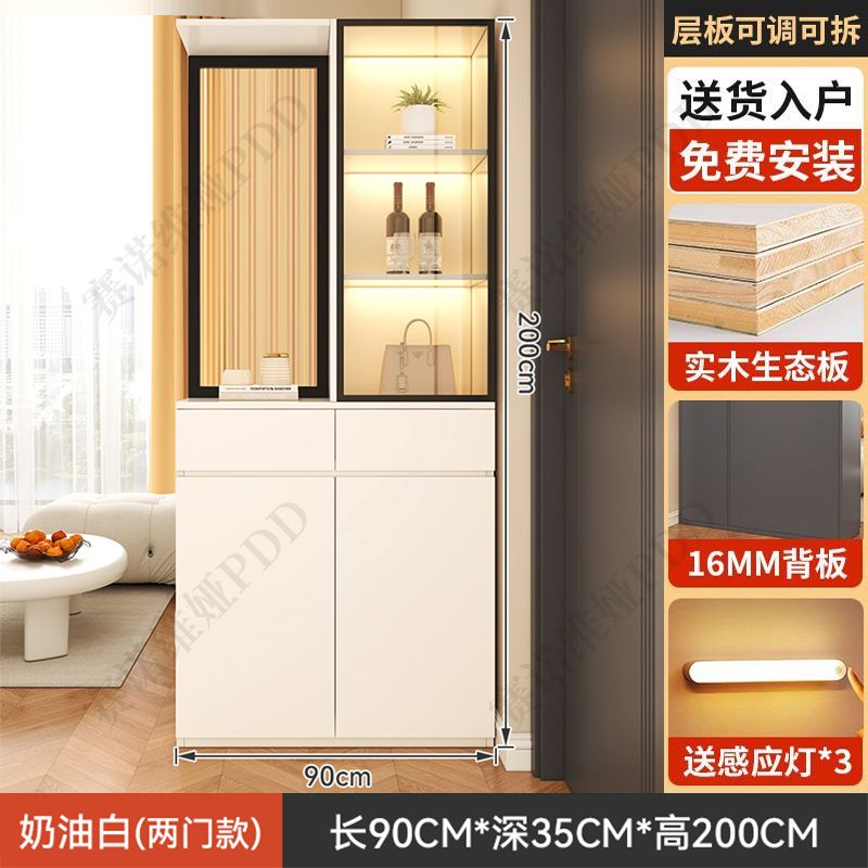 實木鞋櫃入戶正對門口屏風隔斷客廳遮擋儲物玄關櫃輕奢靠牆置物櫃