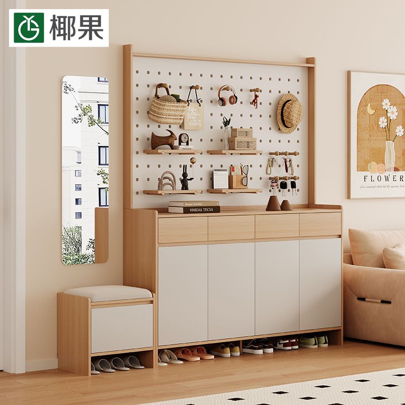 鞋櫃家用門口入戶奶油新款大容量玄關櫃多層靠牆儲物櫃陽臺收納櫃