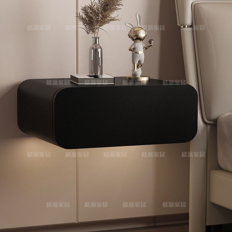 全實木懸浮牀頭櫃牀邊櫃極簡風網紅櫃儲物白色懸掛輕奢掛牆牀頭櫃