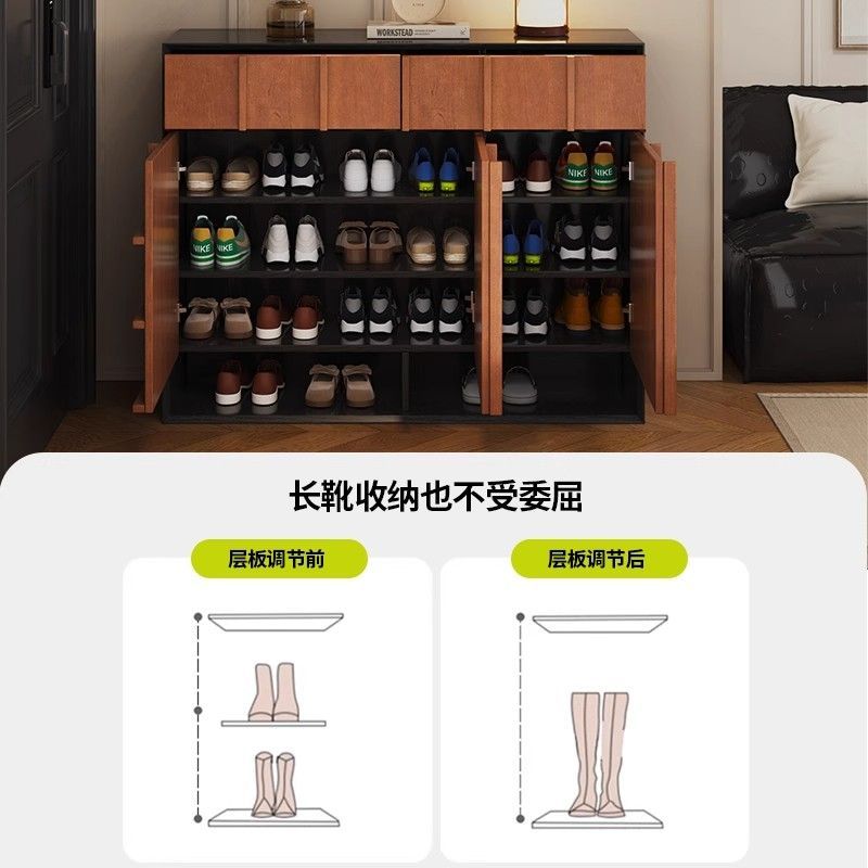 實木中式鞋櫃家用門口入戶走廊新款玄關一體大容量靠牆儲物櫃收納