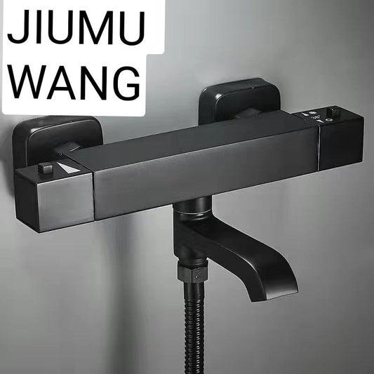 恆溫花灑套裝黑色加厚簡易浴室通用方恆溫全套冷熱水多功能家用