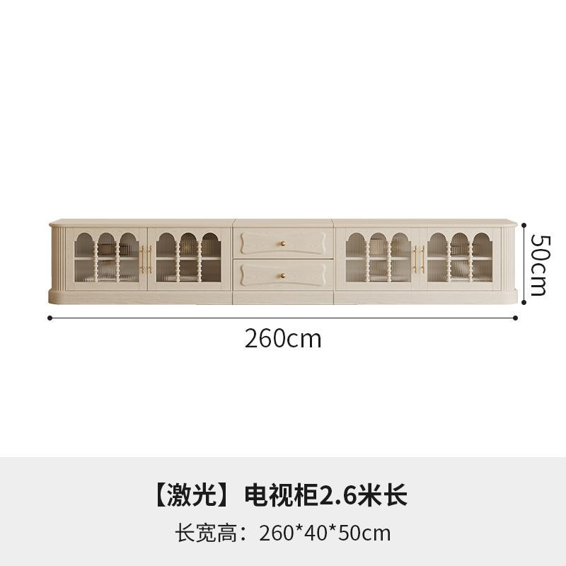 法式复古全实木奶油风电视柜客厅小户型收纳储物柜一体美式置物柜