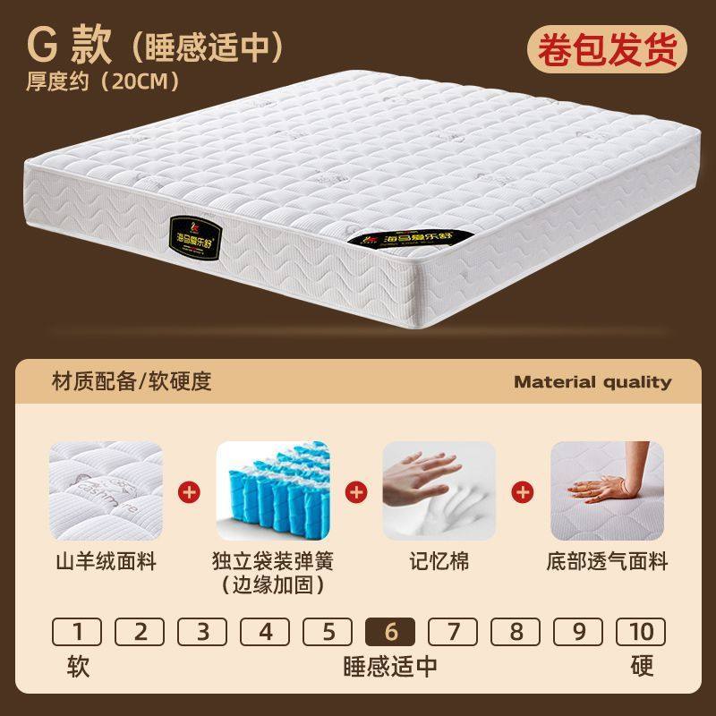 香港澳門包郵捲包壓縮盒子牀墊獨立彈簧牀墊軟墊家用乳膠墊出租屋