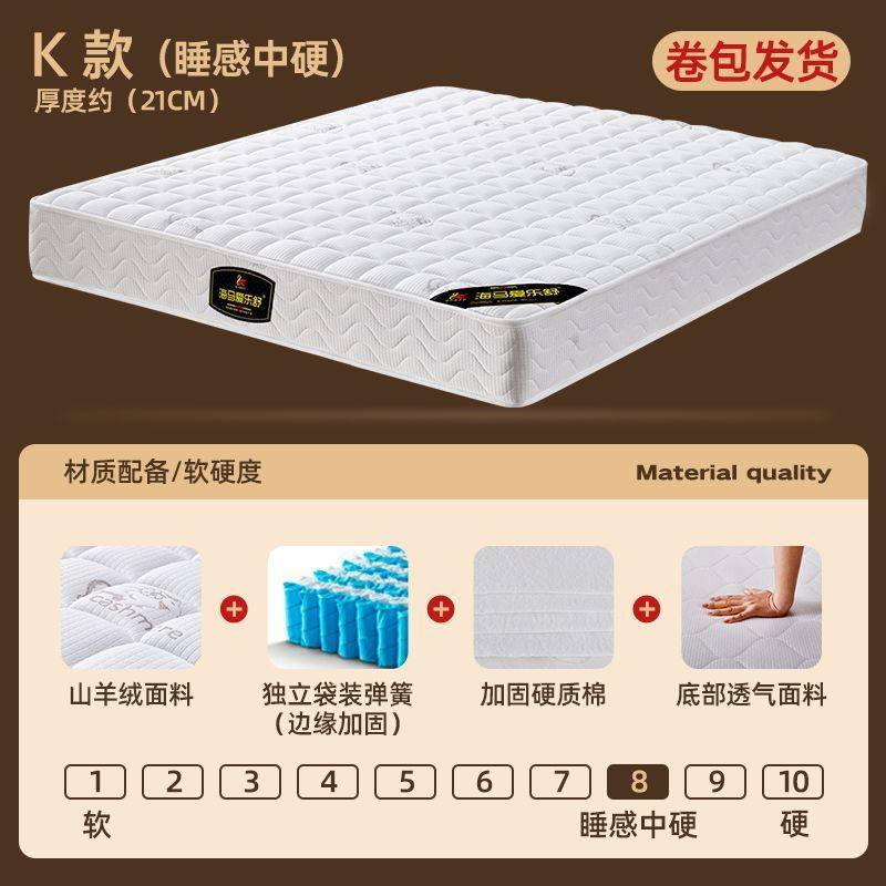 香港澳門包郵捲包壓縮盒子牀墊獨立彈簧牀墊軟墊家用乳膠墊出租屋