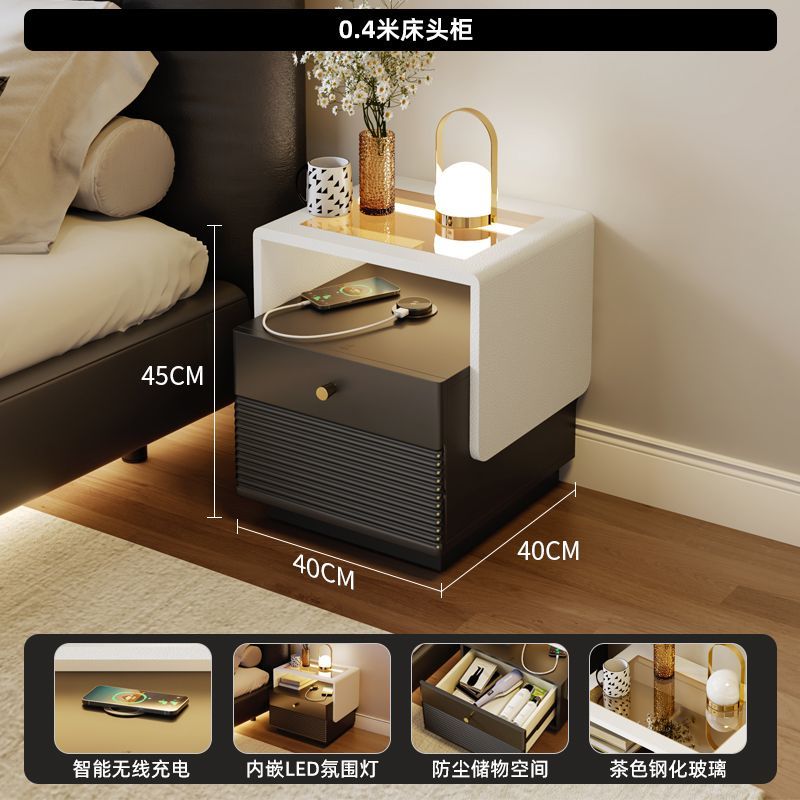 多功能牀頭櫃臥室家用小型牀邊櫃帶感應燈智能無線充電迷你儲物櫃