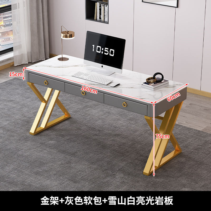 岩板书桌轻奢现代意式电脑台式桌家用简易办公桌卧室工作台学习桌