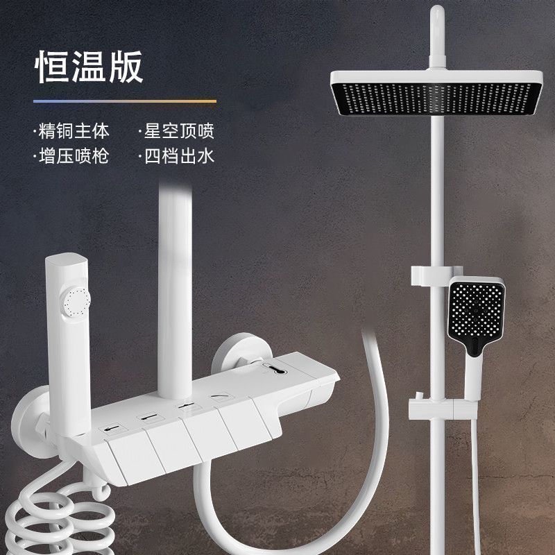 家用淋浴花灑套裝正品黃銅槍灰色增壓家用洗澡冷熱淋浴花灑噴頭