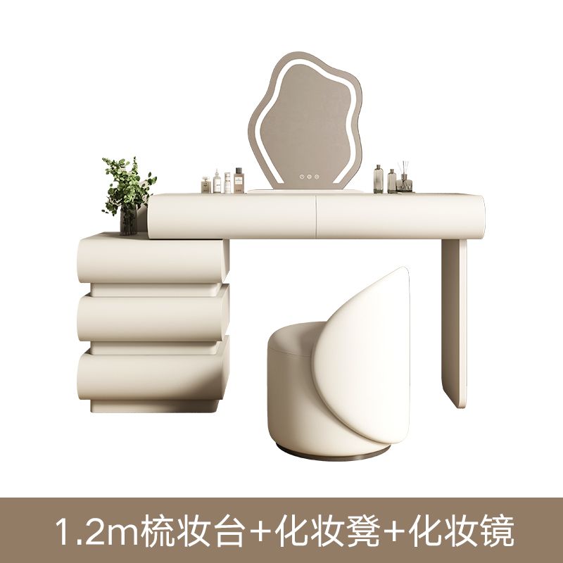 奶油風梳妝檯鬥櫃一體小戶型簡約現代臥室化妝桌輕奢ins風化妝臺