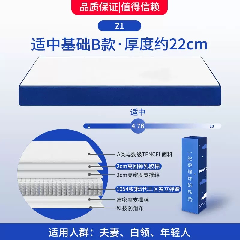 獨立彈簧牀墊超厚家居超軟乳膠椰棕高密度棉壓縮捲包盒子牀墊