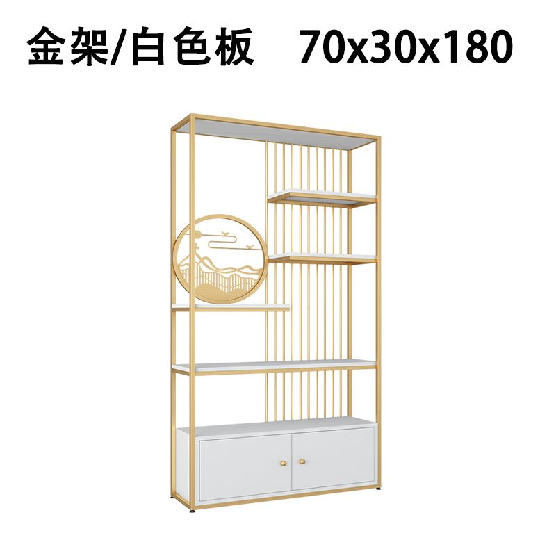 轻奢风客厅置物架落地书本架办公室铁艺博古展示柜玄关架隔断多层