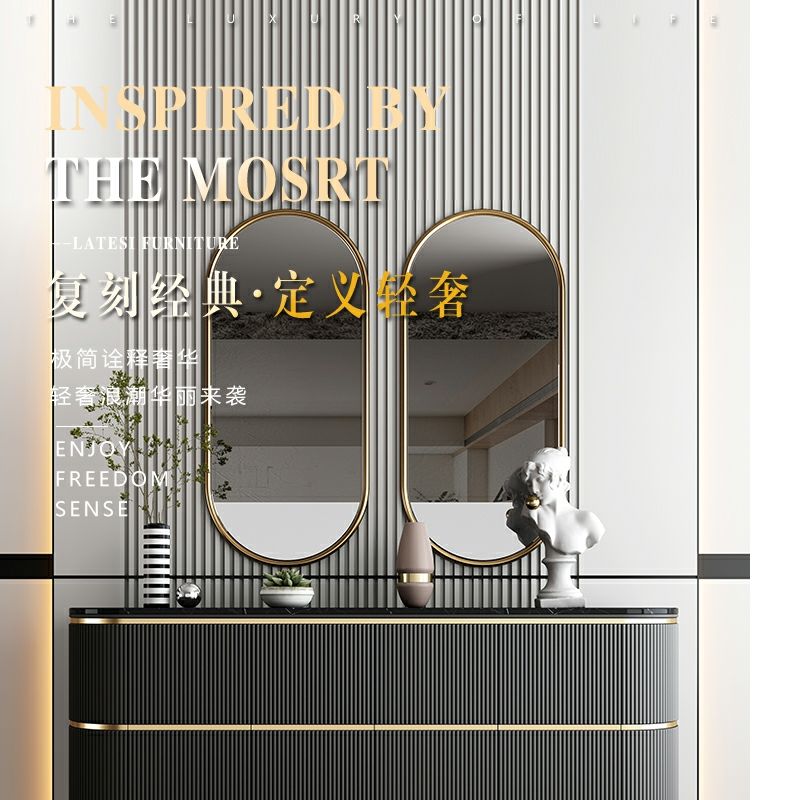 意式極簡客廳玄關櫃現代餐邊櫃輕奢巖板靠牆儲物櫃入戶裝飾櫃