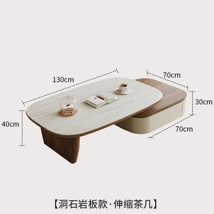 中古风胡桃木圆形茶几小圆桌电视柜组合茶几家用客厅小户型