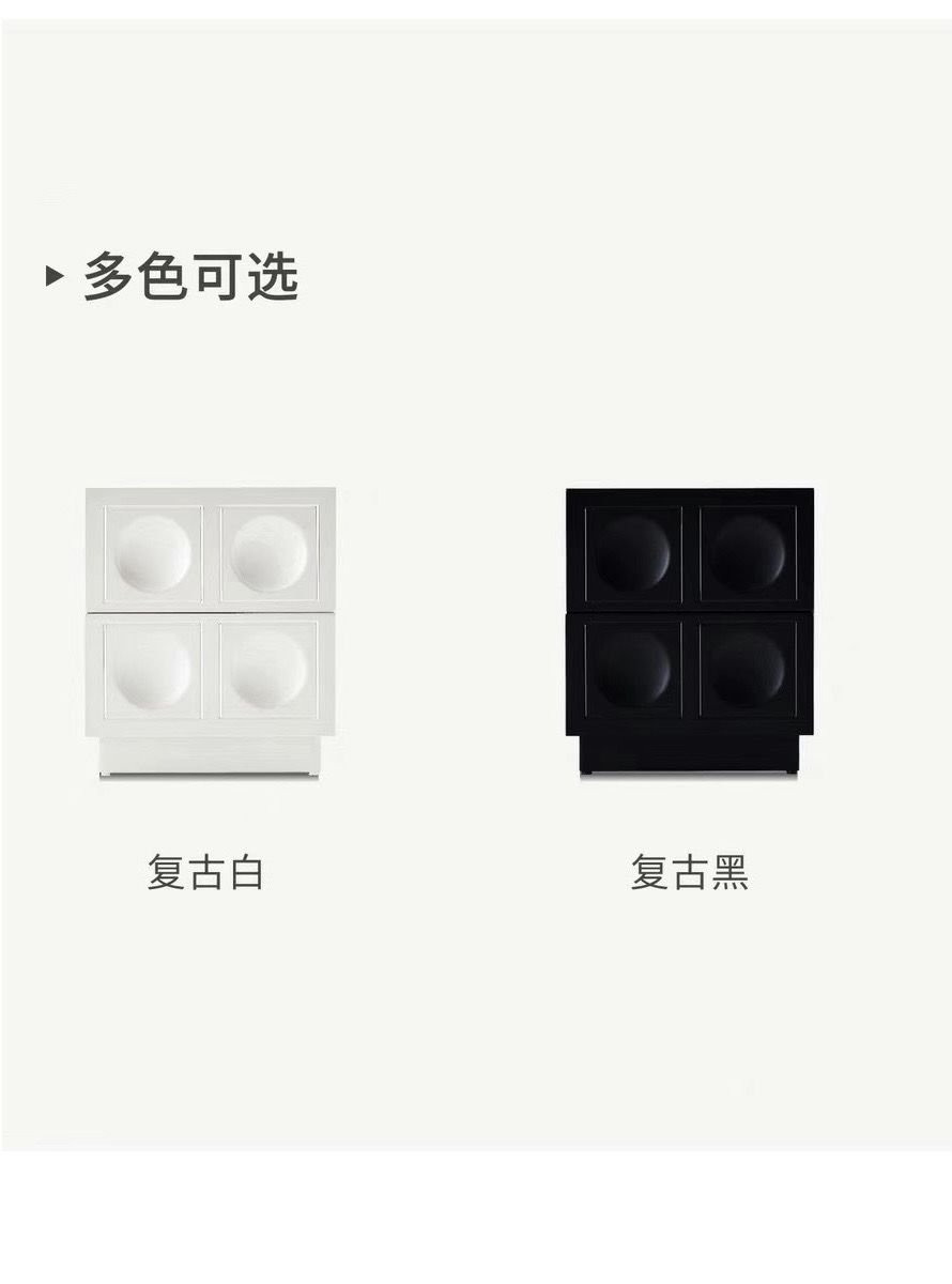LZ輕奢復古牀邊櫃網紅ins簡約現代儲物中古奶油風牀頭櫃