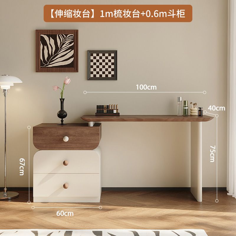 2025新款實木梳妝檯新款鬥櫃可伸縮收納一體品質奢華梳妝檯