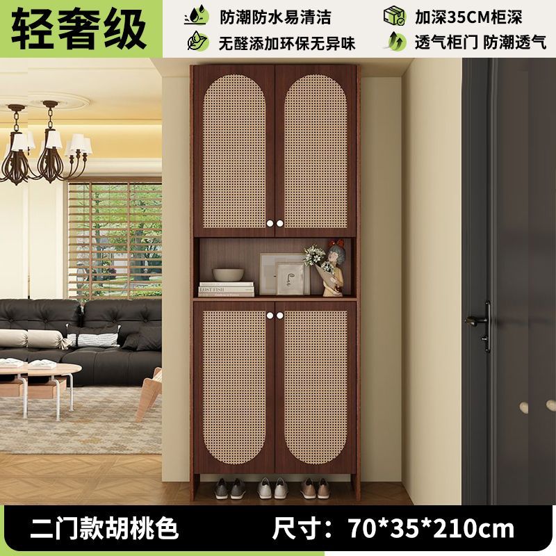 入户收纳鞋柜复古家用藤编门口透气隔断新款玄关靠墙储物落地鞋柜