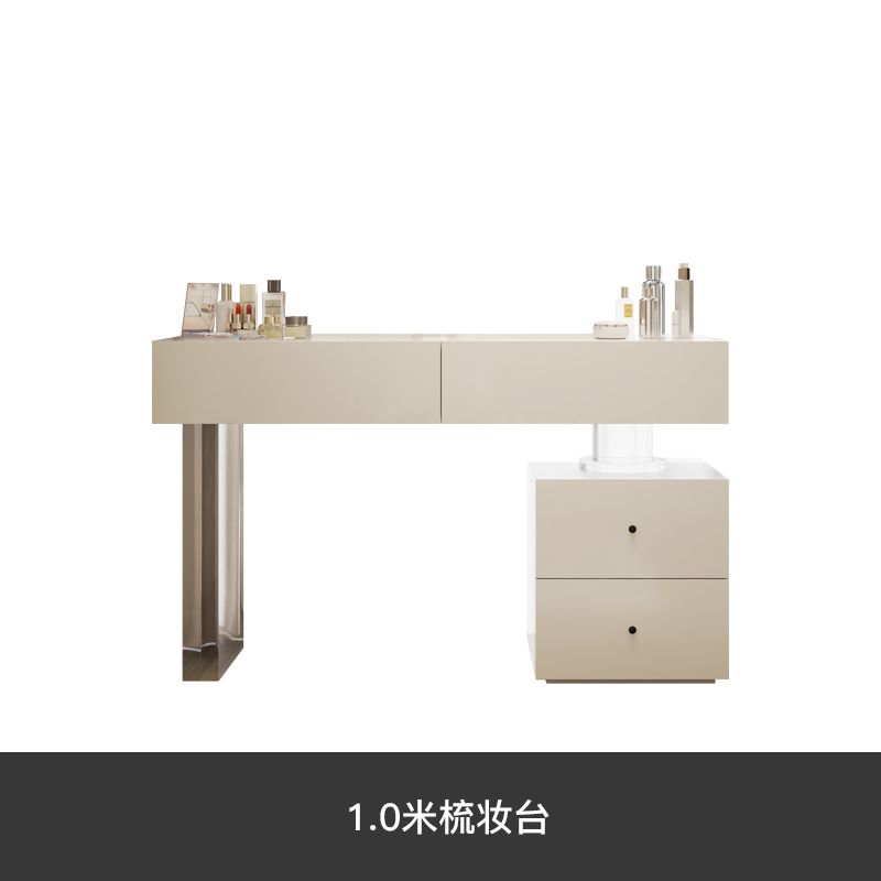 亞克力梳妝檯臥室現代簡約高級感奶油風網紅大圓鏡小戶型化妝桌子
