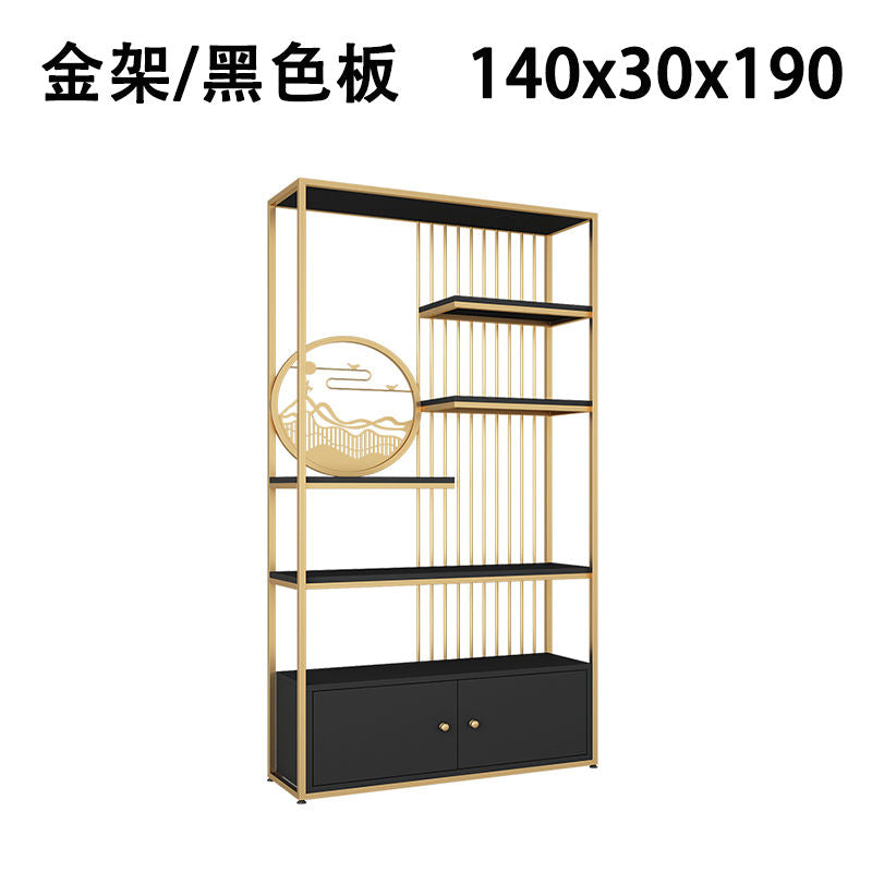 轻奢风客厅置物架落地书本架办公室铁艺博古展示柜玄关架隔断多层