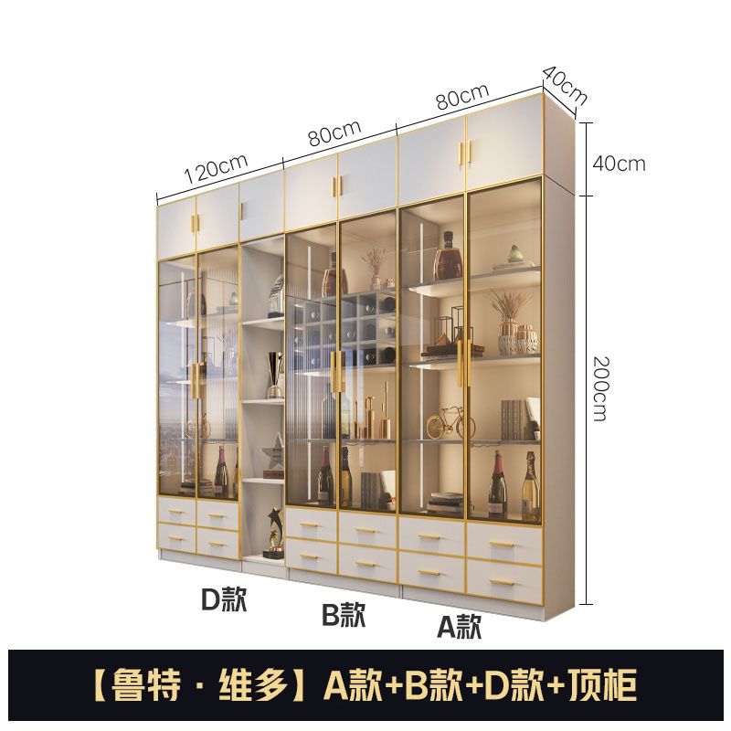 轻奢书柜电脑桌一体组合办公书橱小户型现代简约玻璃门多功能酒柜
