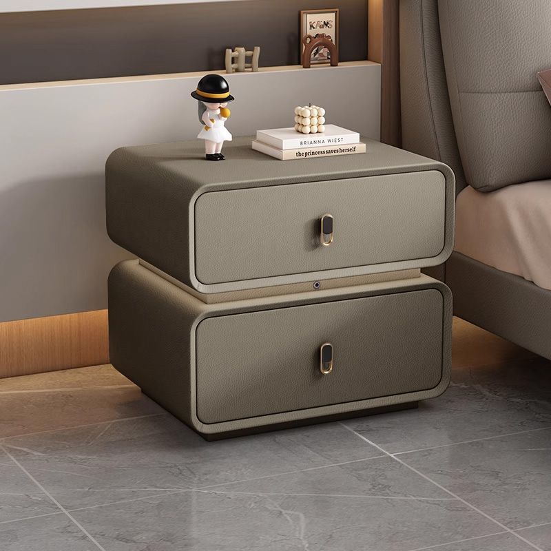 高級實木輕奢簡約奶油現代家用皮質臥室免安裝整裝小型收納牀頭櫃