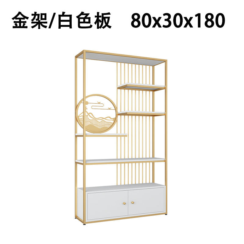 轻奢风客厅置物架落地书本架办公室铁艺博古展示柜玄关架隔断多层
