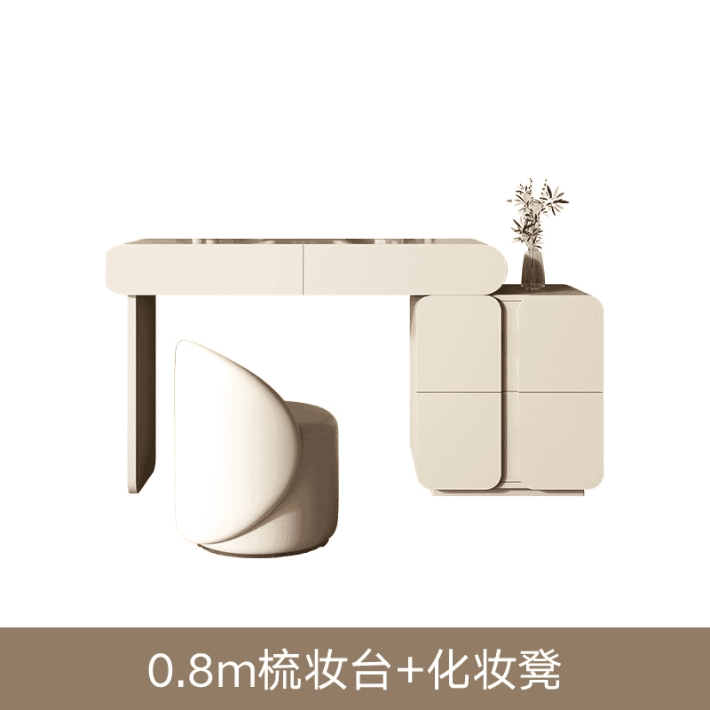輕奢梳妝檯收納櫃一體臥室簡約現代小戶型化妝臺詫寂風伸縮化妝桌