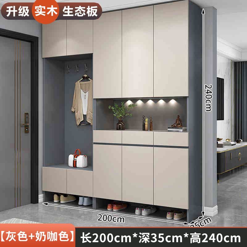 實木鞋櫃家用門口玄關櫃儲物櫃一體簡約大容量坐凳衣帽入戶玄關櫃