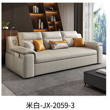 小户型抽拉式沙发床 客厅两用折叠储物音箱USB轻奢双人科技布沙发