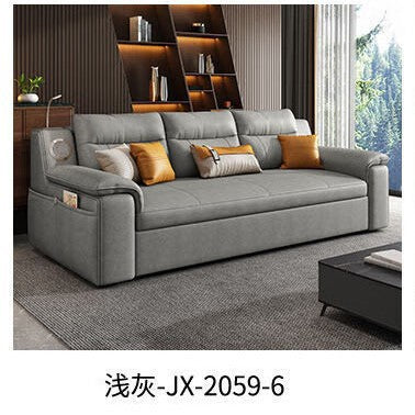 小户型抽拉式沙发床 客厅两用折叠储物音箱USB轻奢双人科技布沙发