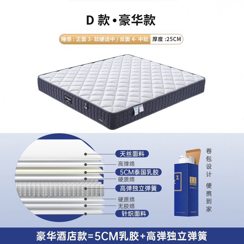 壓縮捲包盒子棉牀墊席夢思家用獨立彈簧乳膠加厚酒店牀褥軟墊