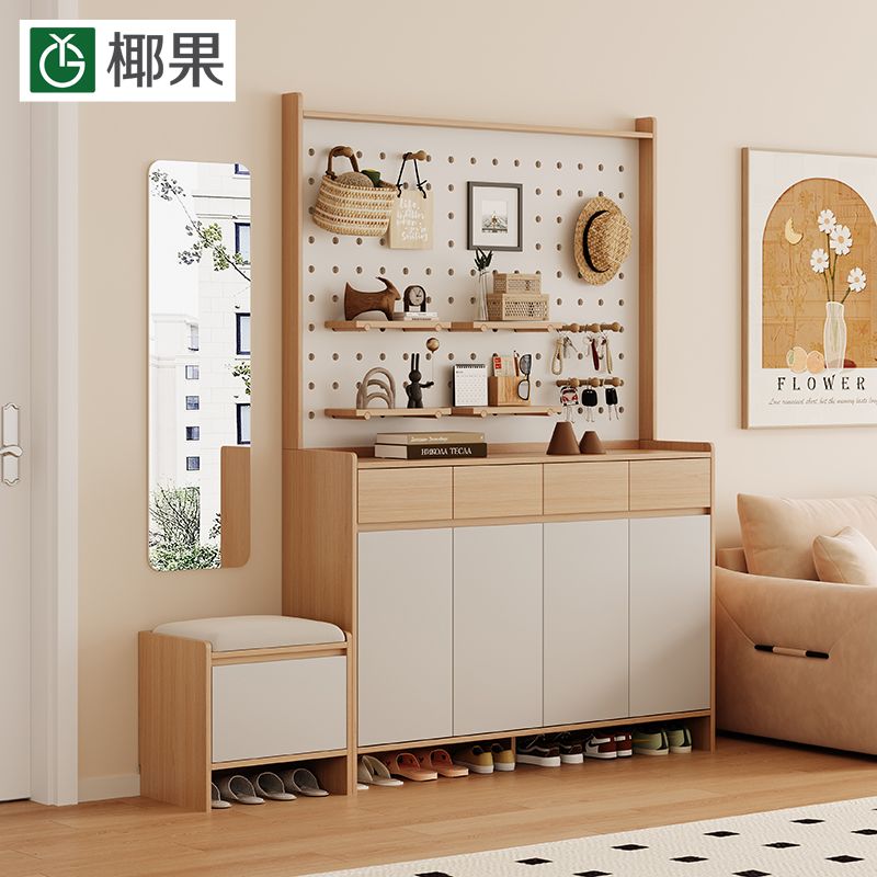 鞋櫃家用門口入戶奶油新款大容量玄關櫃多層靠牆儲物櫃陽臺收納櫃