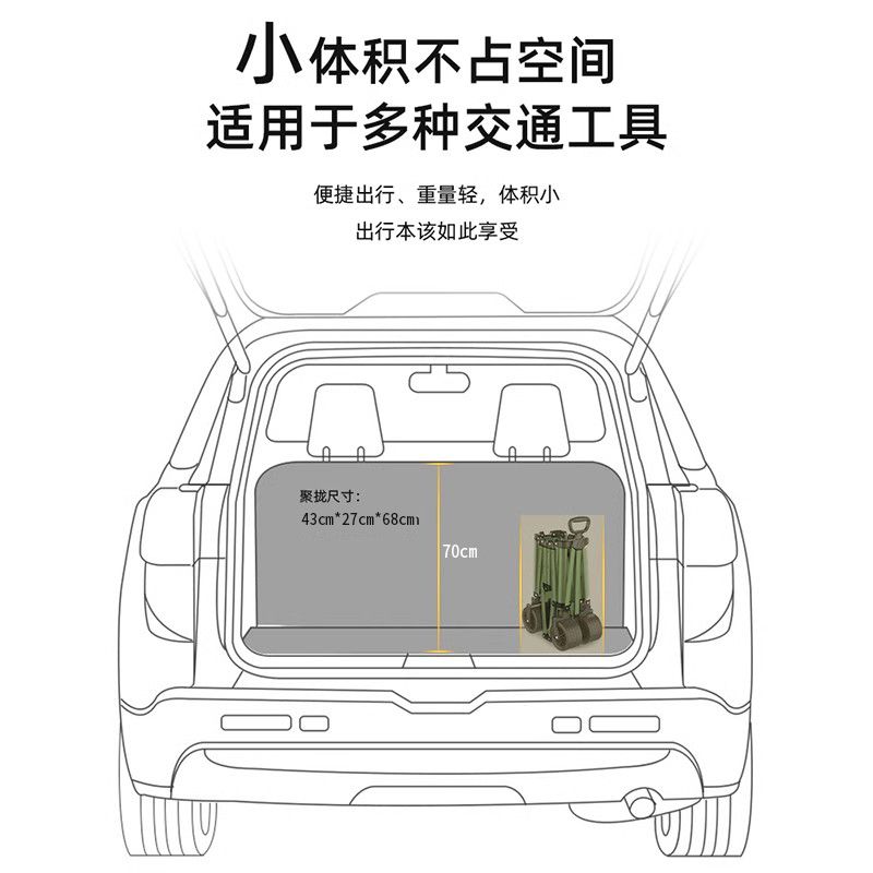 戶外露營摺疊車擺攤戶外野營小推車小拉車露營車鋁合金輕便聚攏