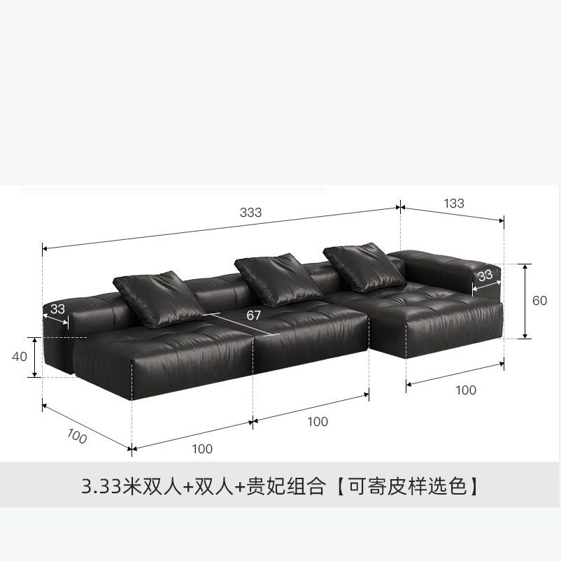 真皮像素沙发客厅原版saba设计师别墅大平层意式极简模块沙发组合