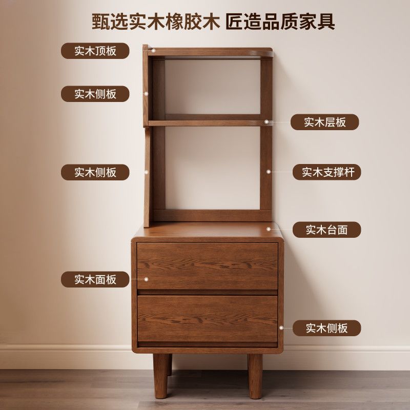 實木轉角牀頭櫃小戶型牀邊夾縫置物架收納櫃一體家用儲物櫃子