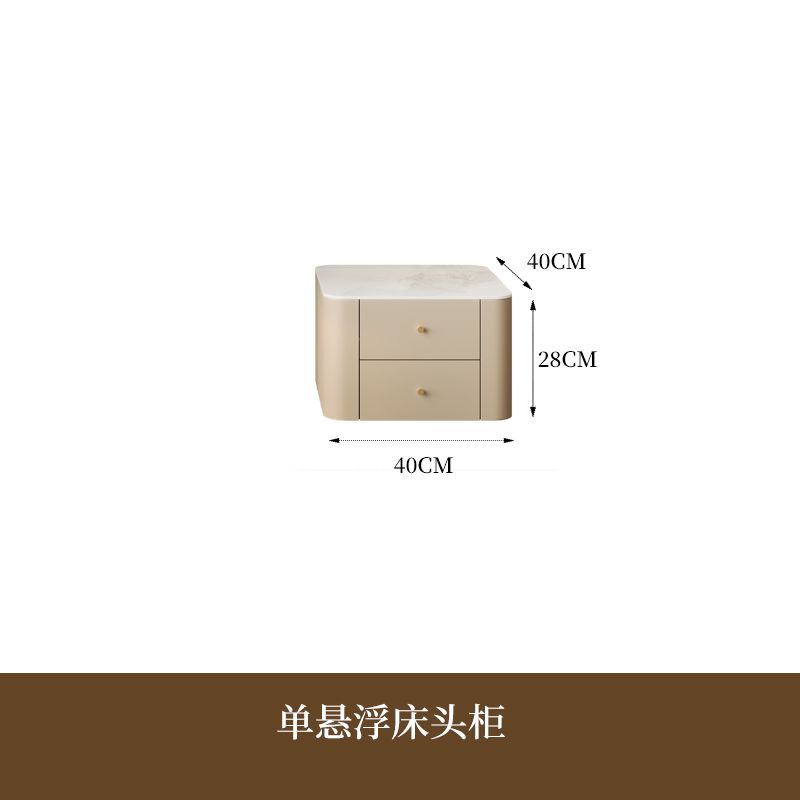 懸浮梳妝檯現代極簡臥室高級感奶油風掛壁式巖板化妝桌牀頭櫃一體