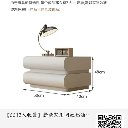 網紅奶油風全實木牀頭櫃臥室家用牀邊櫃2025新款意式牀頭櫃收納櫃