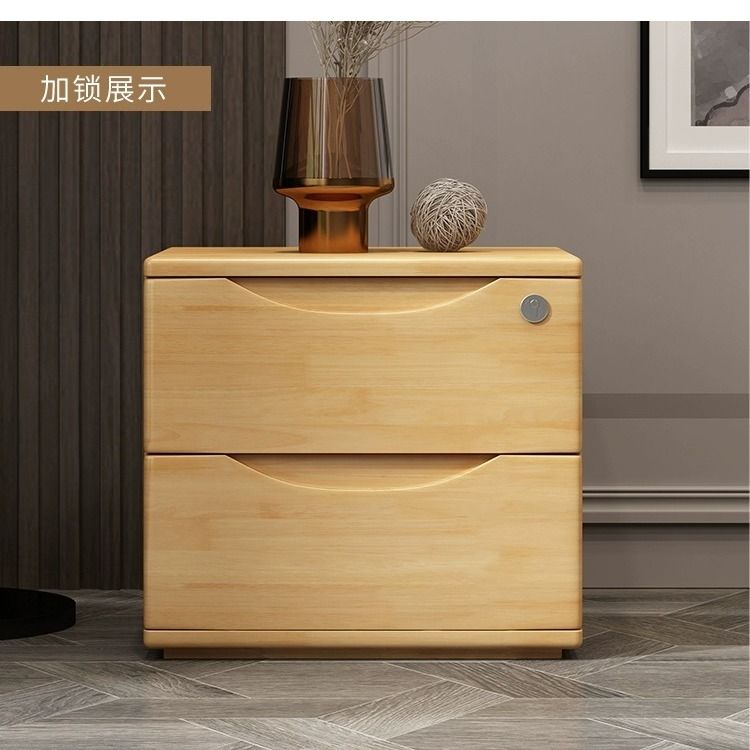 全實木牀頭櫃北歐落地高櫃簡約現代兩三抽可加鎖整裝家用儲物櫃子