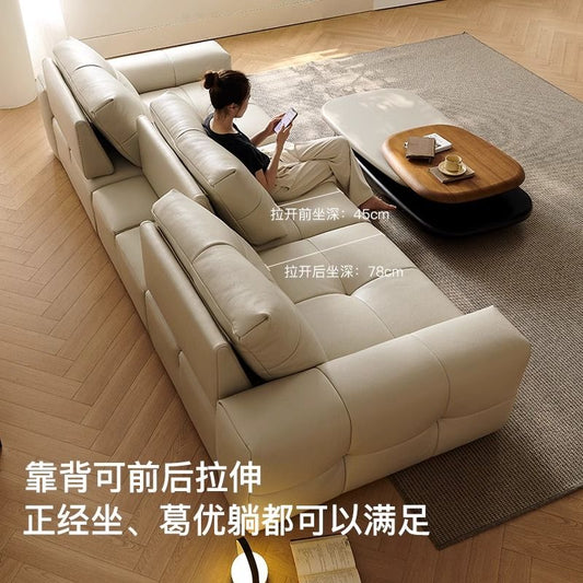2024新款像素真皮意式极简大黑牛真皮沙发客厅可移动靠背真皮沙发