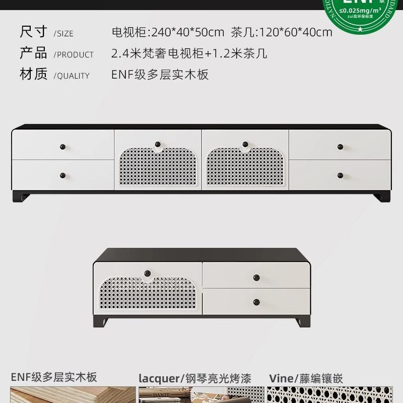 意式輕奢電視櫃客廳家用2025新款現代簡約實木烤漆茶几電視組合櫃